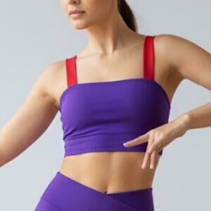 Theatricals dancewear class wear crop top purple and red dance CL NWT